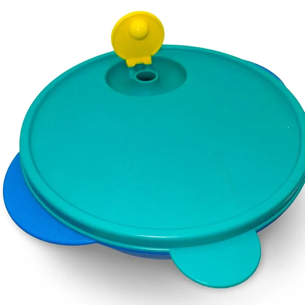 Tupperware CrystalWave Divided Bowl 3859A Blue Vent N Serve Lid 7373A USA Made